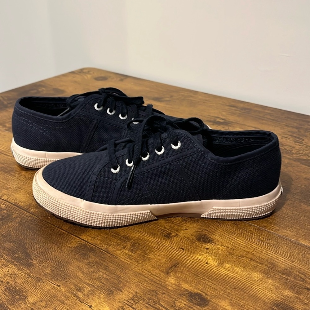 SUPERGA COTU 2750 Canvas Casual Sneakers Kids 2 Classic Navy  Sneakers Like New - Picture 8 of 9